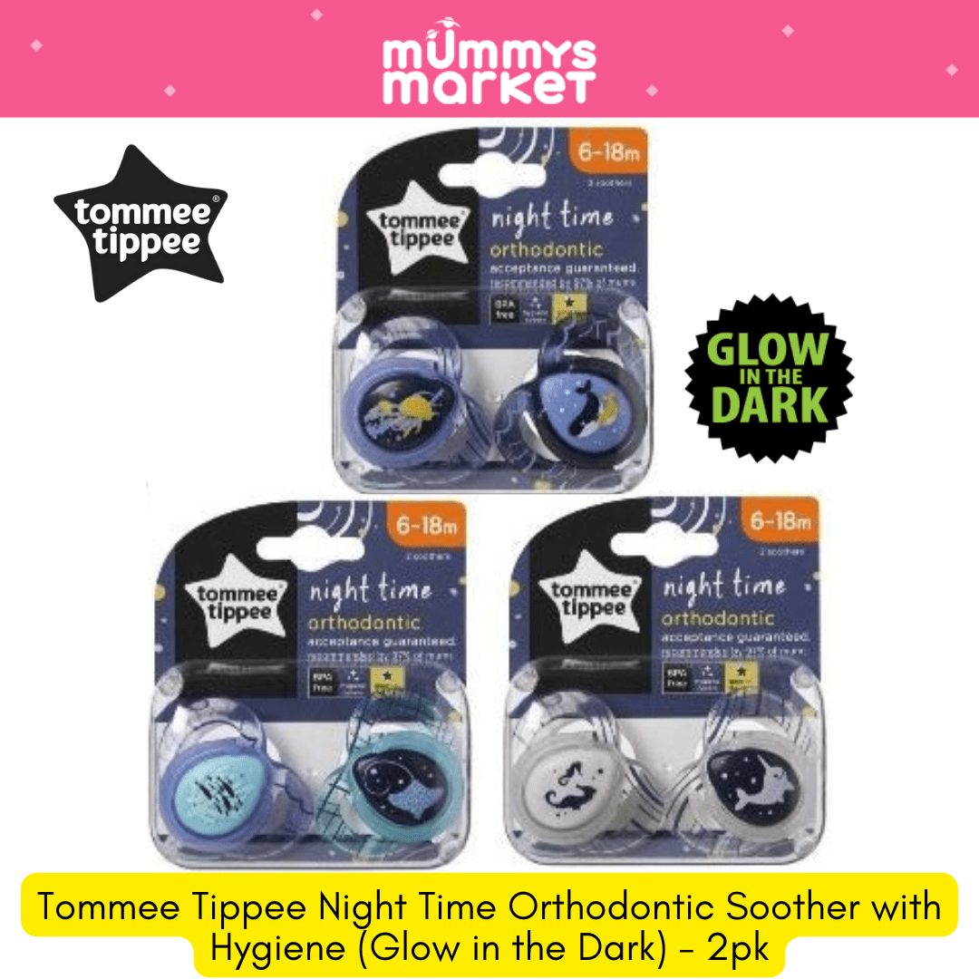 Tommee Tippee Night Time Orthodontic Soother with Hygiene (Glow in the Dark) - 2pk